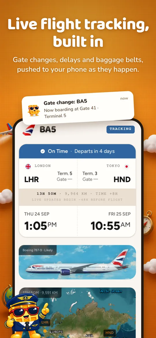 Live flight tracking screenshot